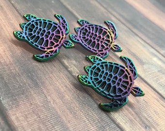 Rainbow Metal Turtle Enamel Pin | Badge Multi Chrome  Gift