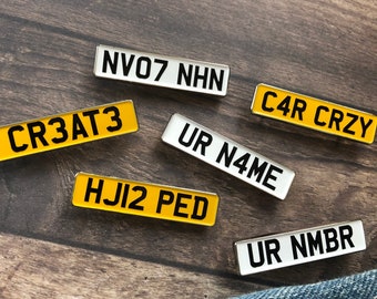 Number Plate Personalised Design Your Enamel Pin | Car Lover Pin Badge | Bespoke, Resined  Gift