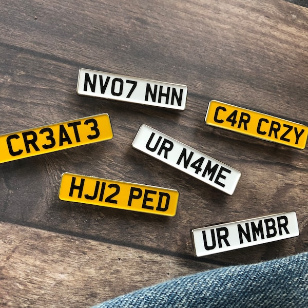 Number Plate Personalised Design Your Enamel Pin | Car Lover Pin Badge | Bespoke, Resined  Gift