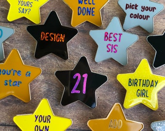 Personalised Design Your Star Enamel Pin | Customised Pin Badge | Bespoke, Resined  Gift