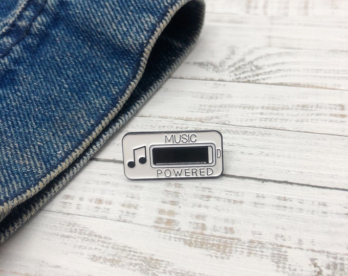 Music Powered Enamel Pin | Gift | Lapel Pin, Badge |  Gift