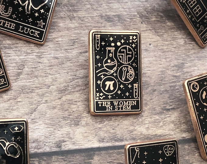 Women in STEM Tarot Card Enamel Pin: Science Lover Gift