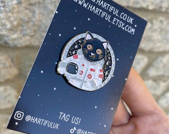 Space Astronaut Cat Enamel Pin | Space Explorer | Lapel Pin, Badge |