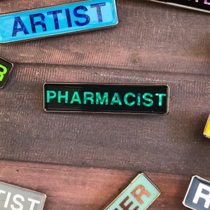 Pharmacist Title Enamel Pin | Customised Pin Badge | Bespoke, Resined Gift | Science