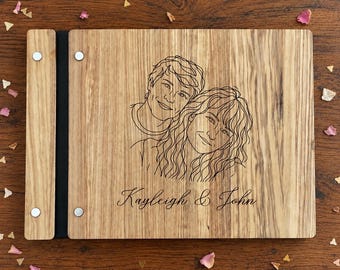 Personalised Custom Couple Portrait Photo Album, Wedding Guest Book