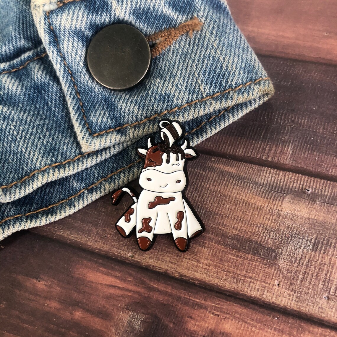 Cow Enamel Pins Set Gift Lapel Pin Badge Strawberry Etsy