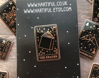 The Reader, Book Lover Tarot Card Enamel Pin | Book Lover Gift | Stocking Filler Gift | Lapel Pin, Badge | Hard Enamel