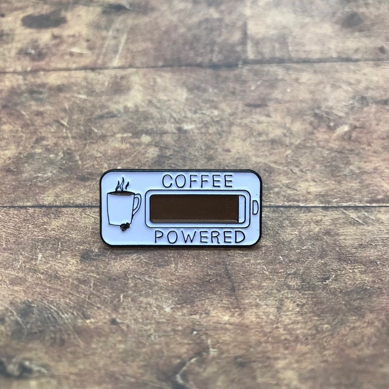 Coffee Powered Enamel Pin Coffee Lover Gift Stocking Filler Gift Lapel Pin, Badge Gift image 1