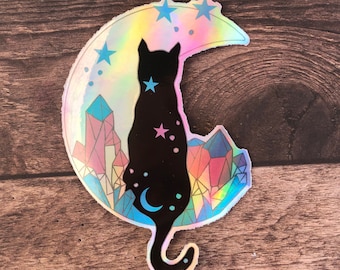 Transgender LGBT Pride Cat Holographic Iridescent Laptop Sticker Gift | Subtle Pride Flag
