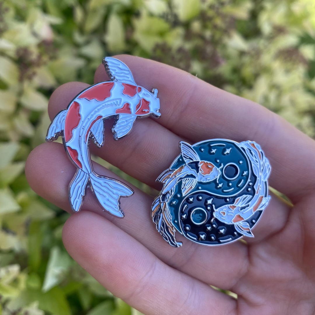 Koi Fish Enamel Pin Set: Yin Yang Swimming Lapel Pins - Etsy