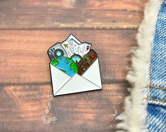 Travel Envelope Enamel Pin | Wanderlust, Backpacking |  Gift | Lapel Pin, Badge |  Gift