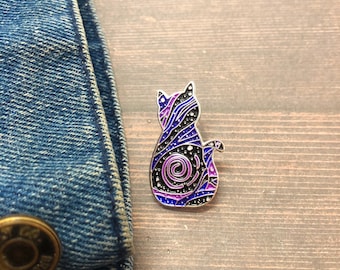 Galaxy Glitter Cat Enamel Pin | Outer Space | Galaxy, Stars | Lapel Pin, Badge |  Gift Stocking Stuffer, Filler, Secret Santa