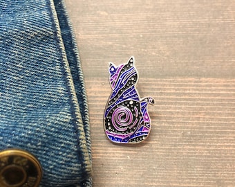 Galaxy Glitter Cat Enamel Pin | Outer Space | Galaxy, Stars | Lapel Pin, Badge |  Gift