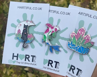 Polysexual Pride Flag Crystal and Cat Glitter Enamel Pin Set of Two (or individual) | Lapel Pin, Badge | LGBTQ+ | Pin