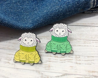 Baby Sheep in Sweater Jumper Enamel Pin | Lapel Pin, Badge |  Gift