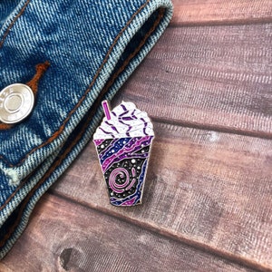 Galaxy Coffee Cup Enamel Pin | Frappe Lapel Pin, Badge |  Gift