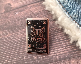 The Cat Lover Tarot Card Enamel Pin | Cat Lover Gift | Stocking Filler Gift | Lapel Pin, Badge | Hard Enamel