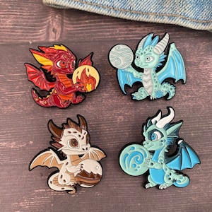Elemental Dragon Enamel Pins: Crystal Ball Set of 4