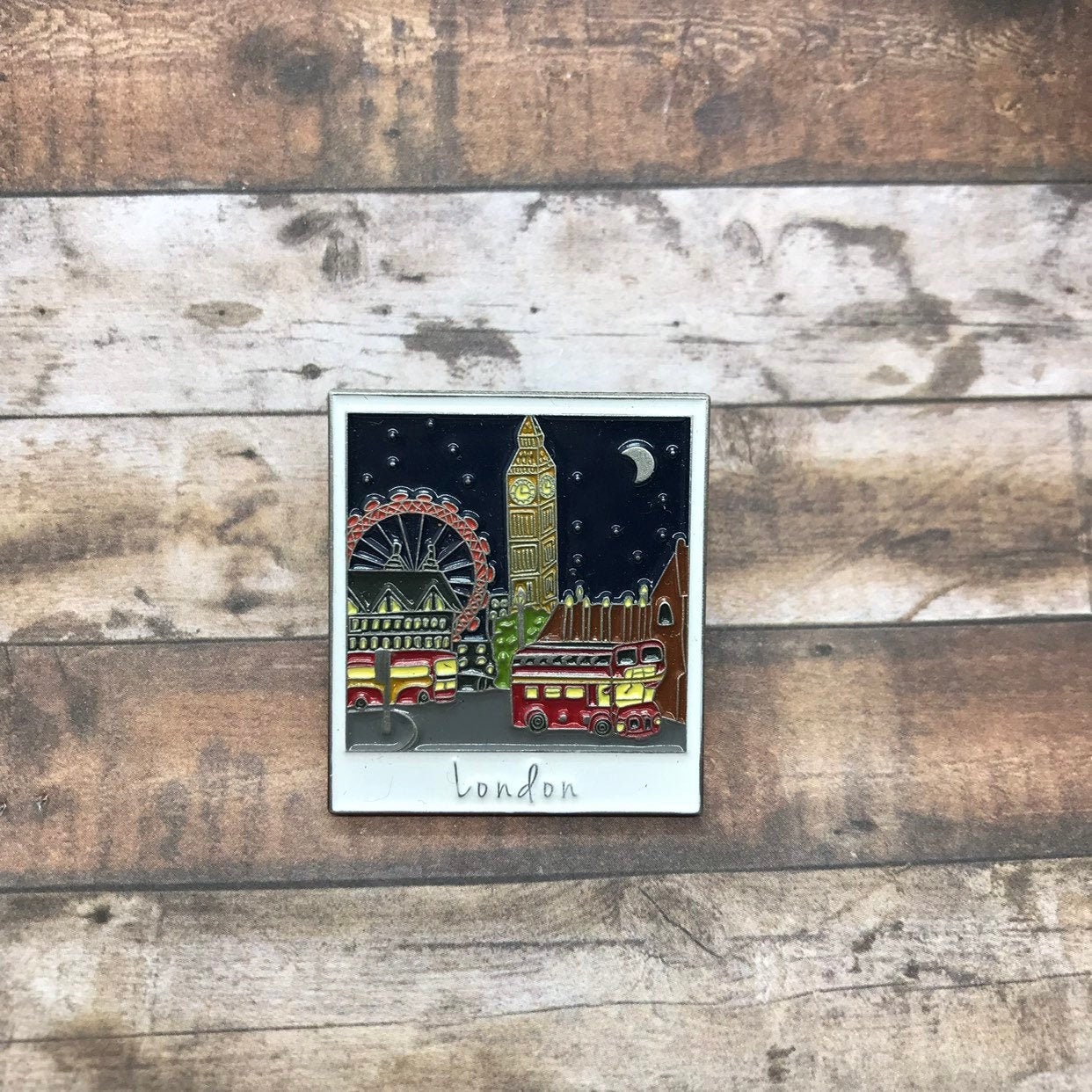 London At Night Photograph Enamel Pin Travel, Wanderlust, England, UK