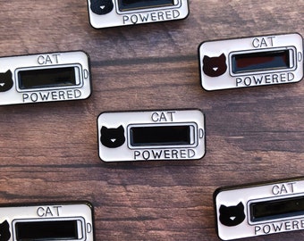 Cat Powered Enamel Pin | Cat Lover Gift | Lapel Pin, Badge |  Gift