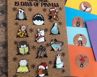 12 or 24 Days Customised Enamel Pin Advent Calendar and Pinboard | Enamel Pin Display | Christmas Fillers | Limited Edition