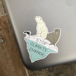 Stop Climate Change Sticker | Environment Marine, Sea Life, Global Warming|  Gift |  Gift