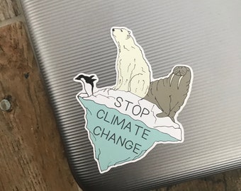 Stop Climate Change Sticker | Environment Marine, Sea Life, Global Warming|  Gift |  Gift