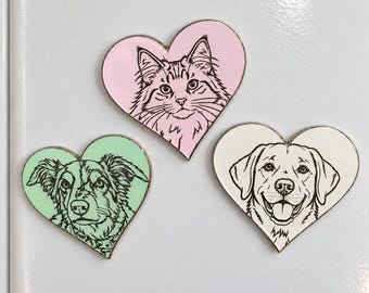Personalised Pet Photo Fridge Magnet | Custom Engraved Dog or Cat Photograph | Pet Lover Gift | Pet Memorial Keepsake | Heart Magnet
