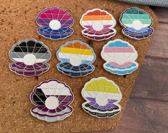 LGBTQIA+ Pride Enamel Pins - Clam Oyster with Pearl Enamel Pin Enamel Pin | LGBTQ+ | Queer Pin
