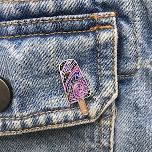 Galaxy Ice Lolly Enamel Pin: Purple Glitter Space Lapel Badge