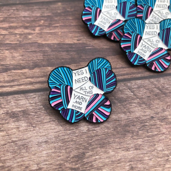 Yarn Lover Enamel Pin: Crochet Knitting Badge