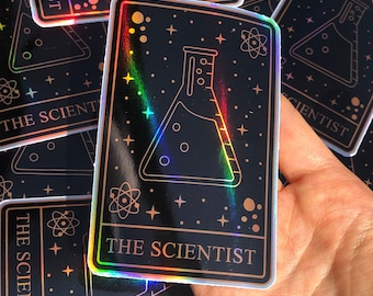 The Scientist Tarot Card Holographic Iridescent Laptop Sticker Gift | Science