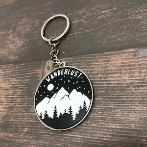 Wanderlust Mountain Enamel and Resin Keyring | Keychain |  Gift