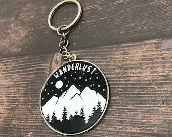 Wanderlust Mountain Enamel and Resin Keyring | Keychain |  Gift