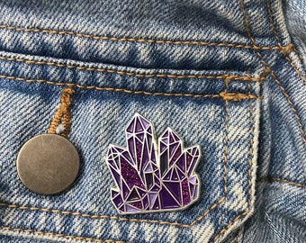 Amethyst Crystal Enamel Pin | Science Lapel Pin, Badge |  Gift