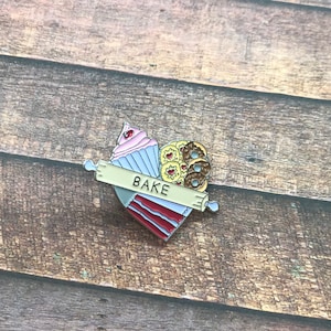 Bake Enamel Pin | Gift for Bakers, Baking,Cupcake,  Cake || Gift | Lapel Pin, Badge |  Gift