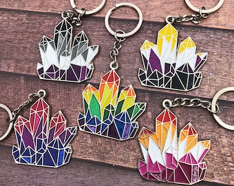 Keychain LGBT, Lesbian, Non Binary, Bisexual, Asexual Crystal Glitter Keychain | LGBTQ+ | Queer Keyring  Gift