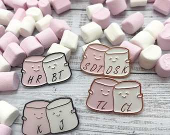 Marshmallow Friends Customisable Enamel Pin | Personalised Pin Badge  Gift