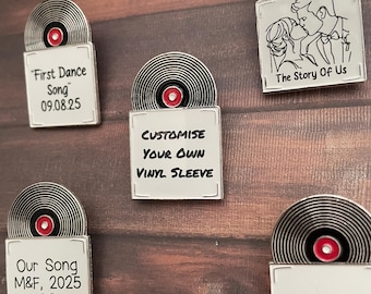 Custom Vinyl Record Enamel Pin – Personalised Song Lyric Pin, First Dance Gift, Anniversary Couple Keepsake, Music Lover Pin