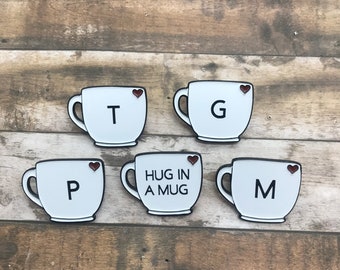 Personalisierte Tasse Emaille Pin | Kaffee Tee Liebhaber Geschenk Geschenk