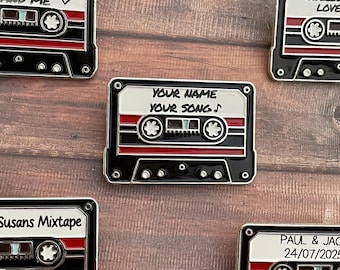 Custom Cassette Tape Enamel Pin – Personalized 80s/90s Retro Gift