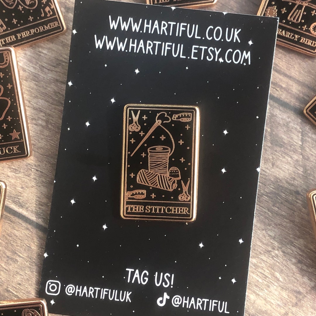 The Stitcher Tarot Card Enamel Pin: Rose Gold Sewing Badge - Etsy Australia