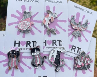 Demigirl Pride Flag Crystal and Cat Glitter Enamel Pin Sets | Lapel Pin, Badge | LGBTQ+ | Pin