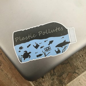 Umweltfreundlicher Kunststoff verschmutzt Aufkleber | Plastik Verschmutzung, Meer Leben, Umwelt | Geschenk Sticker für Laptop