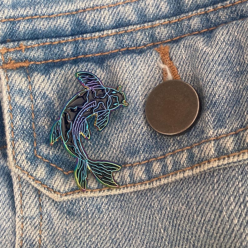 Rainbow Metal Koi Fish Enamel Pin | Badge Multi Chrome Ano Metal Gift ...