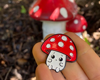 Anxious Mushroom, Toadstool Enamel Pin | Gift | Lapel Pin, Badge |