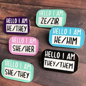 Hello I Am Pronoun / Pronouns Enamel Pin | Design Your Own | Name Tag |