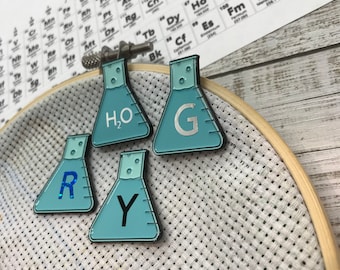 Personalised Custom Science Beaker Enamel Needle Minder  Gift