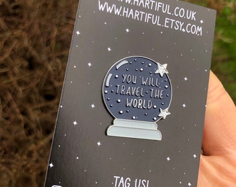 Travel Crystal Ball Enamel Pin Blue with Stars Badge Brooch Wanderlust | Travel Gift | Lapel Pin, Badge |