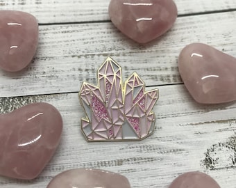 Rose Quartz Crystal Enamel Pin | Science Lapel Pin, Badge |  Gift